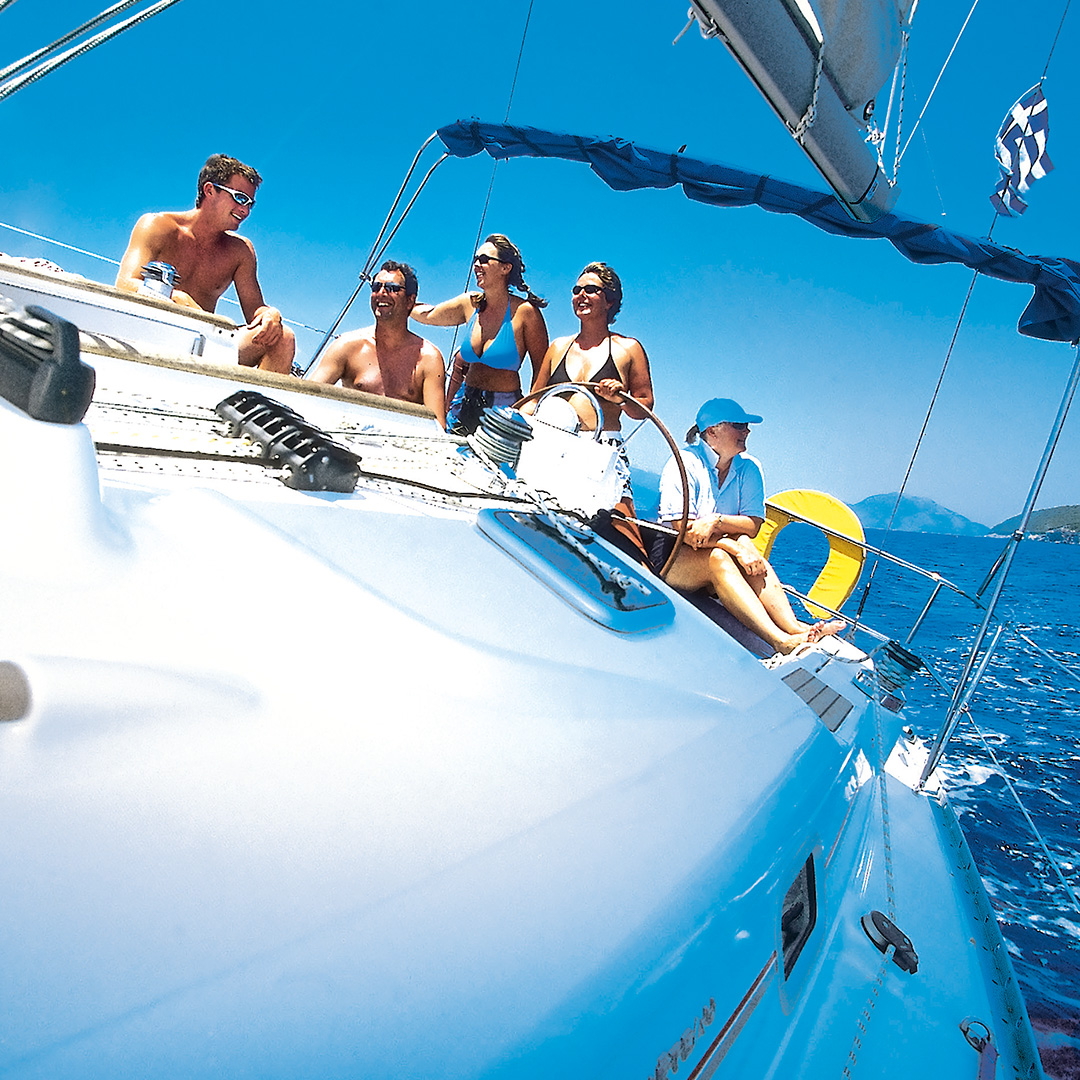 People sailing a yacht