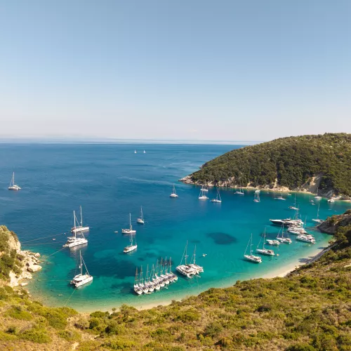 Flotilla of yachts in the Ionian