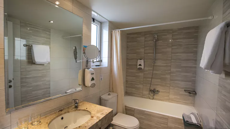 bathroom in one of the hotel rooms