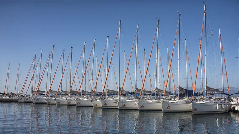 Yachts at Vounaki Beachclub marina