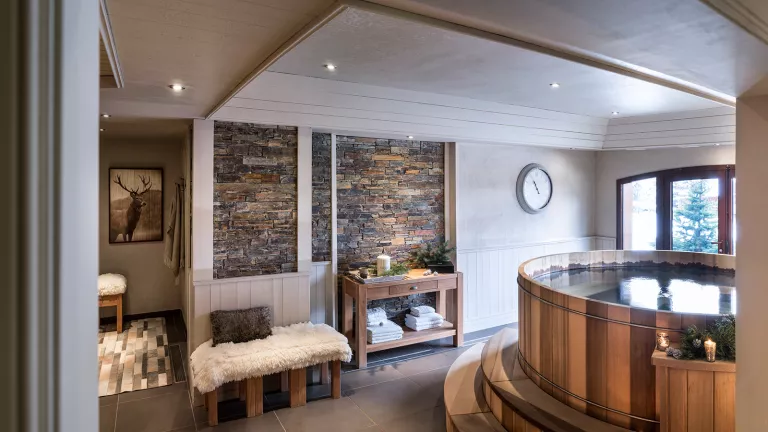 The hot tub in the shared spa area