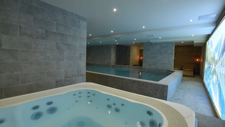 Spa with hot tub