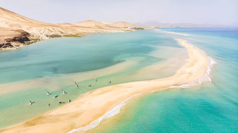 windsurfing at Sotavento Beach in Costa Calma