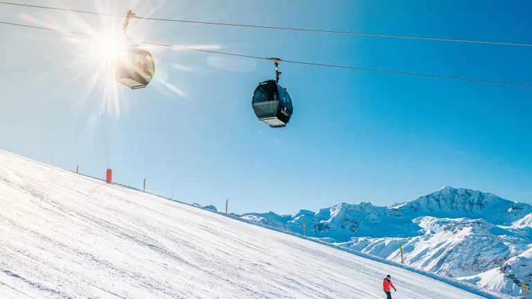 View of the Solaise slopes and gondola