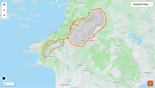 Monte Ataviros + Monolithos mountain biking route