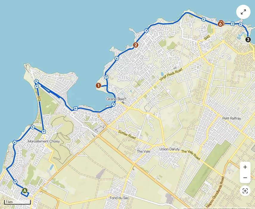north coast cruise mauritius cycle route