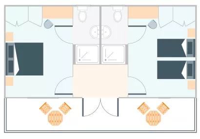 Family cabin with sea view