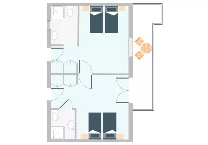 TWO INTERCONNECTING ROOMS