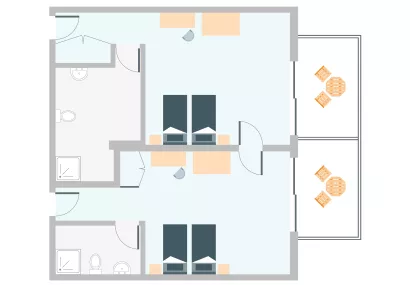TWO INTERCONNECTING ROOMS