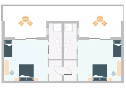 TWO INTERCONNECTING ROOMS WITH EXTRA BEDS