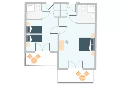 TWO INTERCONNECTING ROOMS WITH SEA VIEW