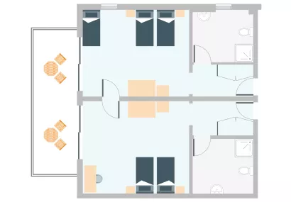 TWO INTERCONNECTING ROOMS WITH SEA VIEW