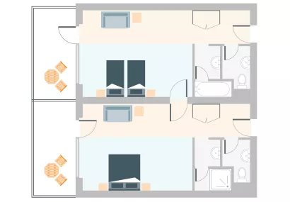 TWO INTERCONNECTING HOTEL ROOMS