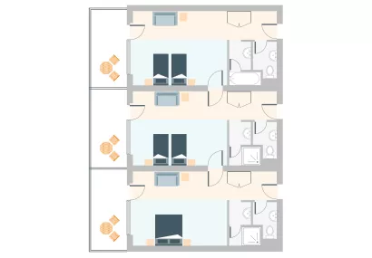 THREE INTERCONNECTING HOTEL ROOMS