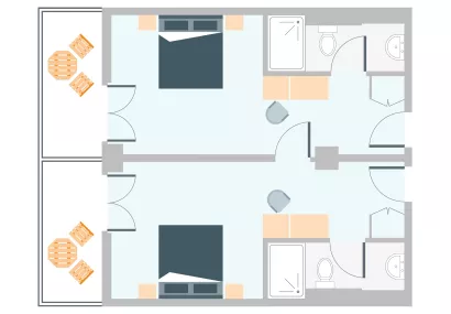 Two interconnecting rooms