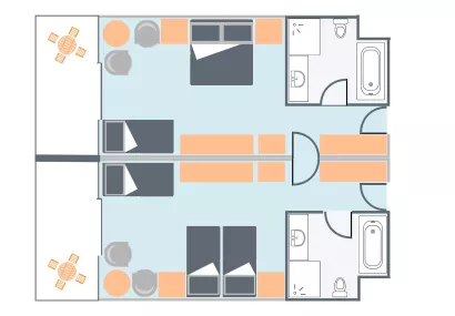 Two interconnecting garden rooms