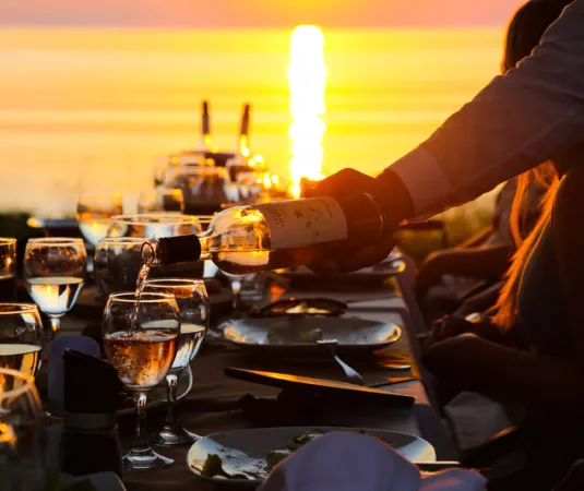 Sunset dining in Greece