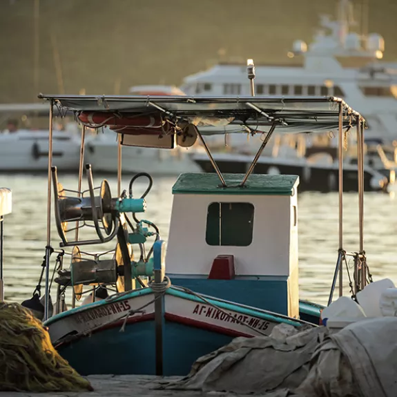 Fishing boats in the local village harbour
