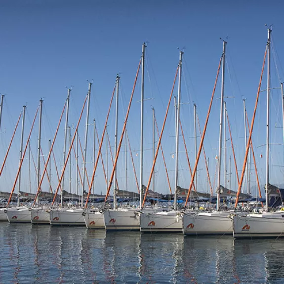 Yachts at Vounaki Beachclub marina