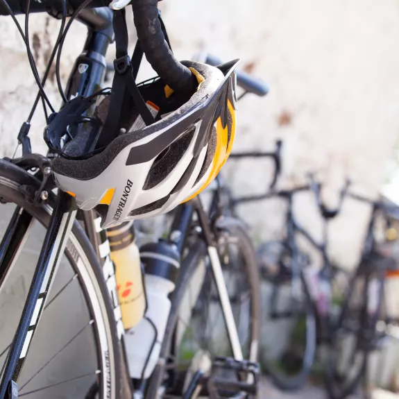 road bike and cycle helmet