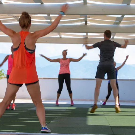 fitness on the roof top deck