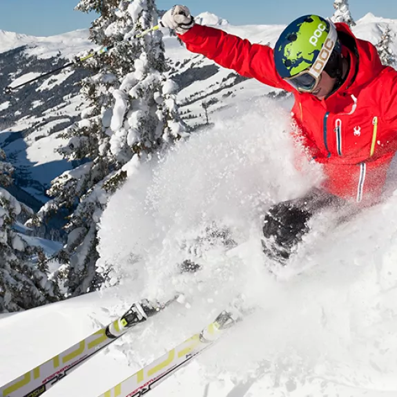 skier in powder
