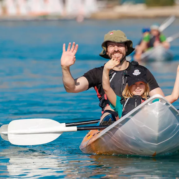 Father and daughter on a kayak