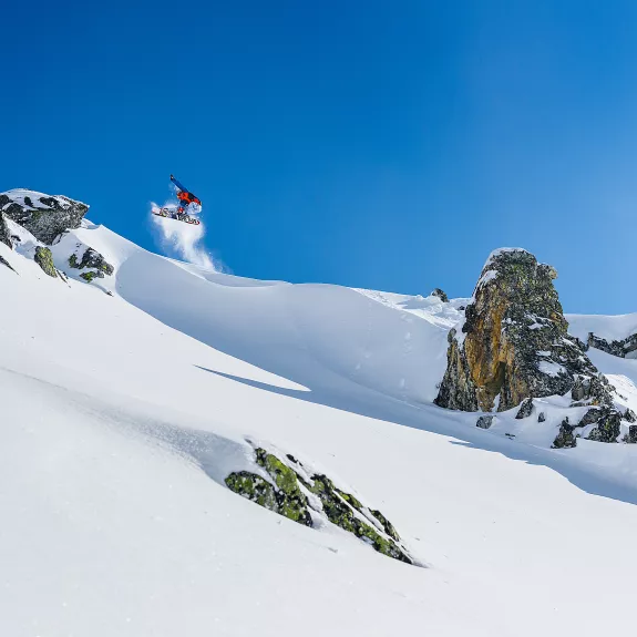 snowboarder doing a jump