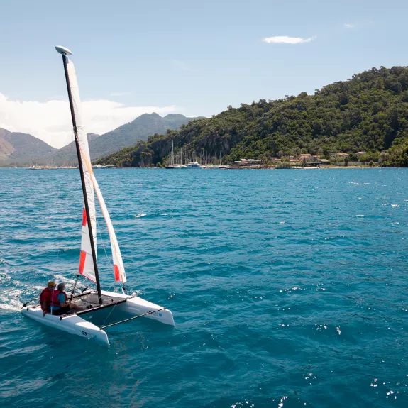Sailing the catamarans at Neilson x Cook's Club Adakoy