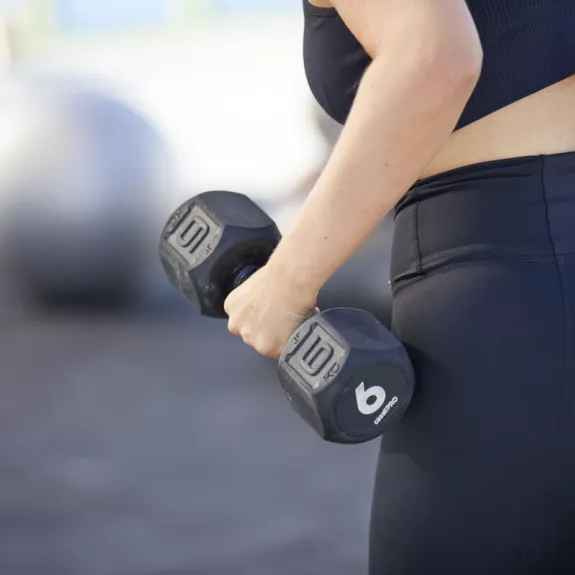 Person lifting weights.