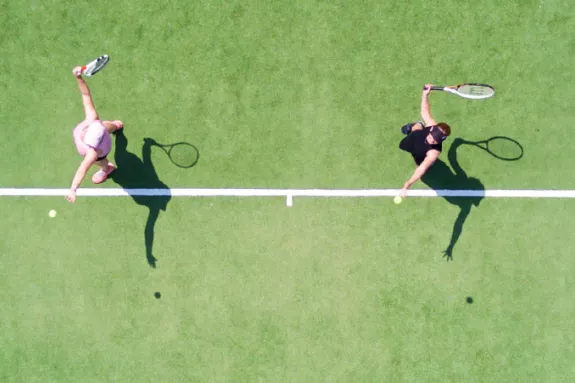 aerial view of tennis courts