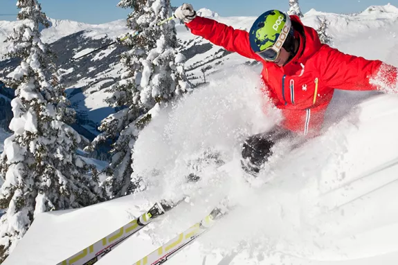 skier in powder