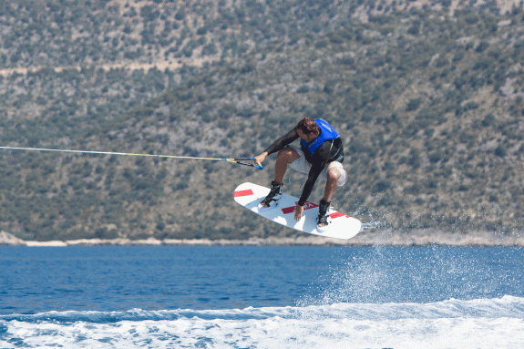 Man performing a wakeboard jump