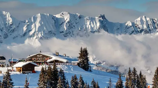 Scenic and snowy French Alps