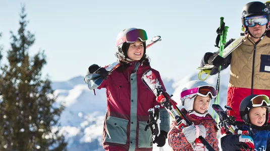 family skiing