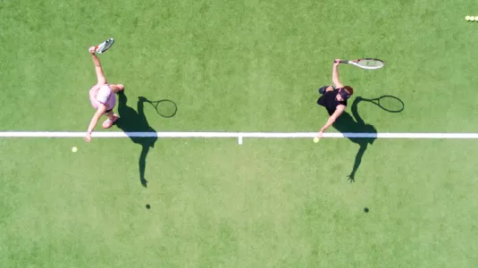 aerial view of tennis courts