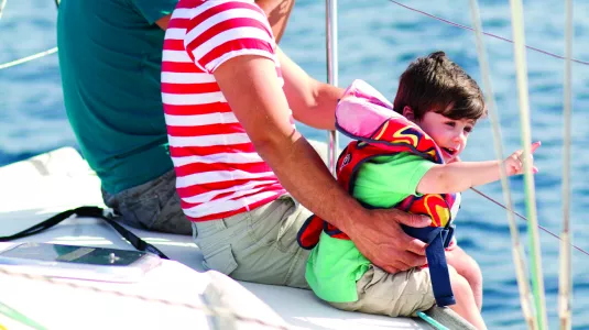 A family on a boat