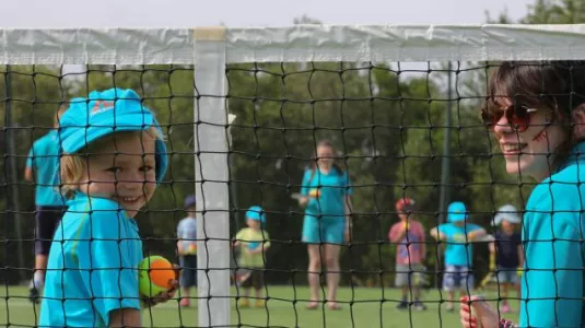 A kids tennis class