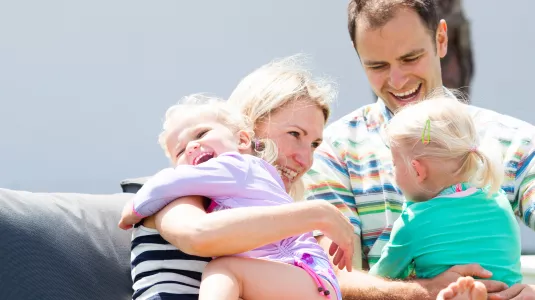 A family hugging
