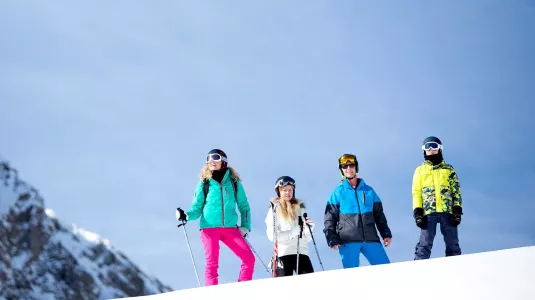 family on snow