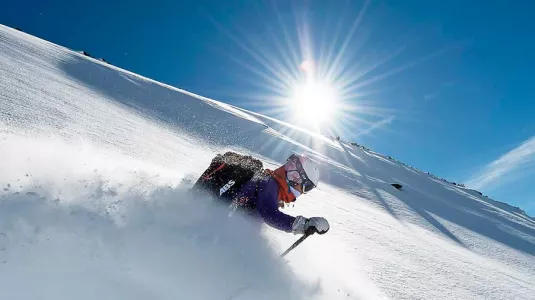 skier in powder