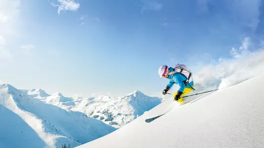 skiing in powder