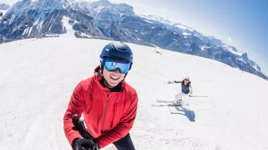 friends on a quiet ski slope