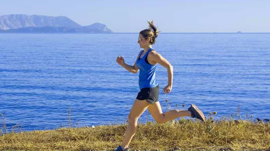 running by the beach