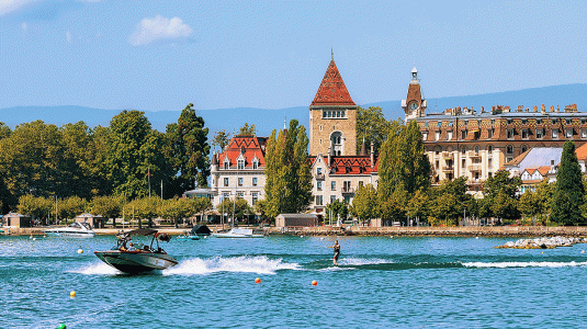 Wakeboarding on Lake Geneva