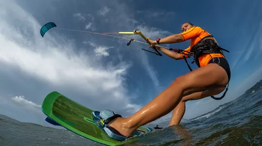 woman kitesurfing