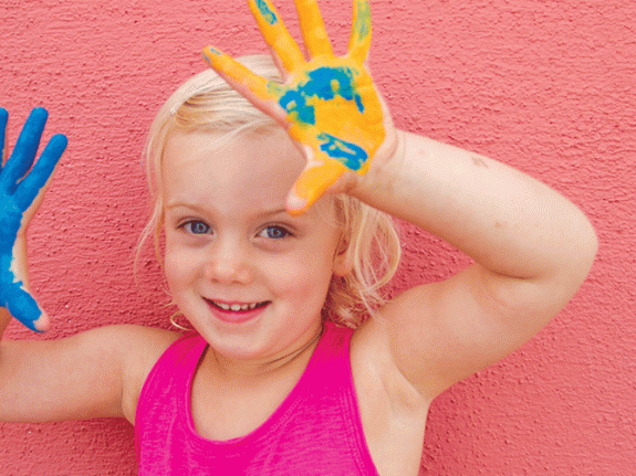 girl with painted hands