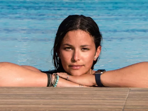 woman in pool