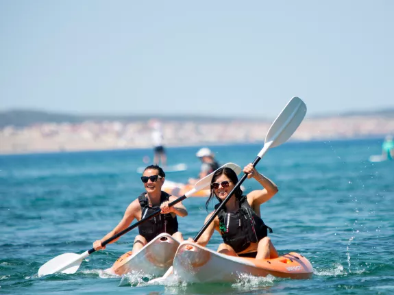 people kayaking