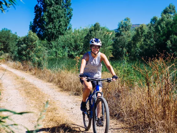 girl on a mountain bike ride